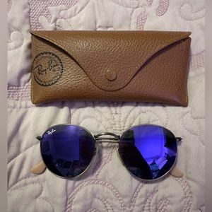 Ray•Ban Round Metal Purple Lens Sunglasses